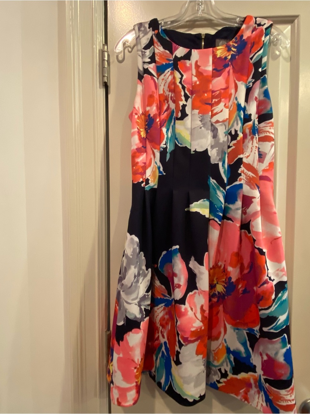 Vince Camuto Navy pink Floral Sleeveless Dress women’s size 10